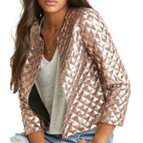 HAODUOYI Jackets & Blazers - Haoduoyi | NWT sequin jacket rose gold, Size S